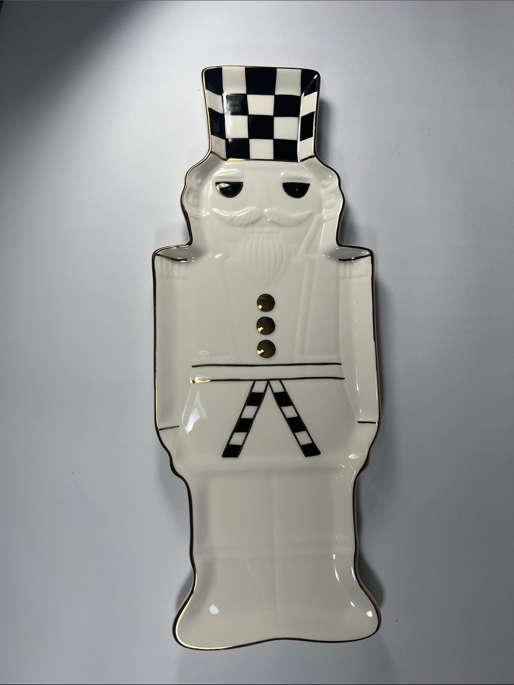 MacKenzie-Childs Black, White & Gold Nutcracker Serving Platter